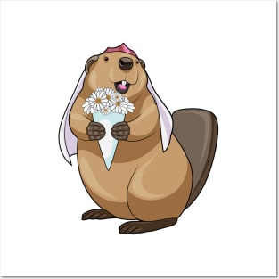 Beaver Bride Flower Wedding Posters and Art